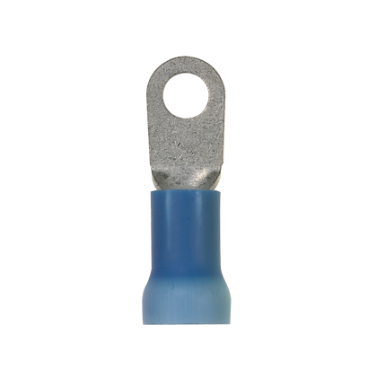 Pan-Term® PV6-14RX-X Ring Terminal, Blue, Vinyl, 6 AWG, 1/4" Stud, PK10