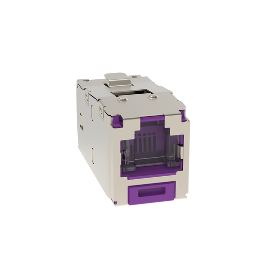 Mini-Com® STP RJ45 Cat 6A Shuttered TG Jack Module, Violet