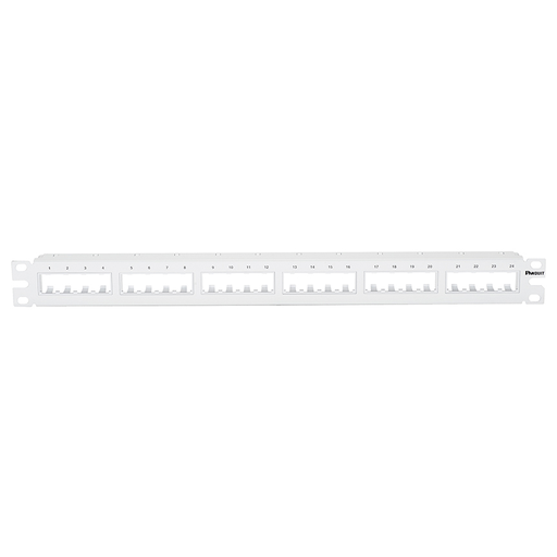 Mini-Com®, Flat,Unshielded, Patch Panel, 24 Port, 1 RU, White
