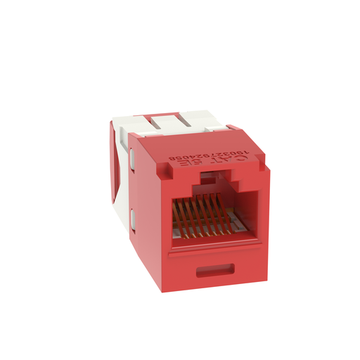 Mini-Com® UTP RJ45 Cat 5e TG Jack Module, Red, 24 Pack