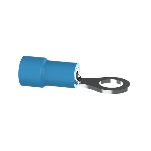 Insulated Ring Terminal, 14, 0.92", 600V, Tinned Copper, Blue