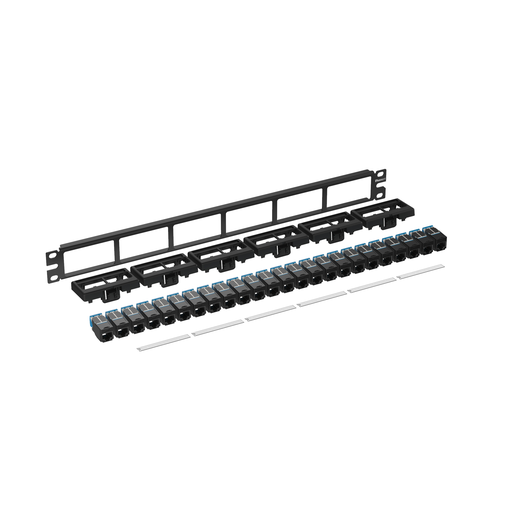 Patch Panel Kit, Cat 6A UTP, 24 port, 1 RU, BL