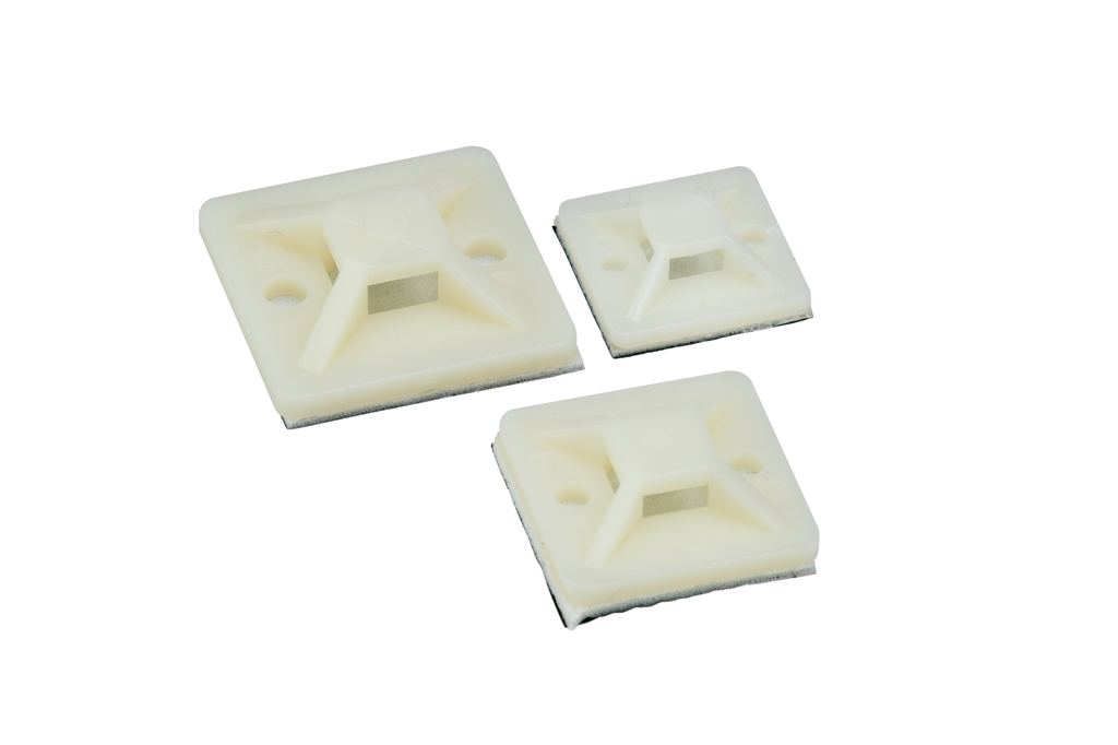 Mayer-DDS-StrongHold™ SMP16A-C Cable Tie Mount, Natural, PA 6.6, Rubber Adh., 1"x1", PK100-1