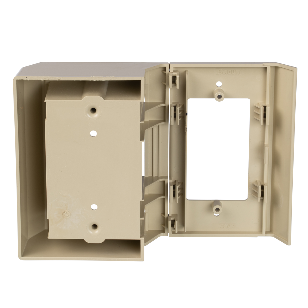 Product image for Panduit T70WCEI Surface Raceway, T-70 Offset Box, for Screw-on Faceplate, Elec Ivory