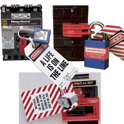 Product image for Panduit PSL-CBKIT Circuit Breaker Lockout Devices Kit (1 each PSL-CBL, CBNT, CBILNT), Red
