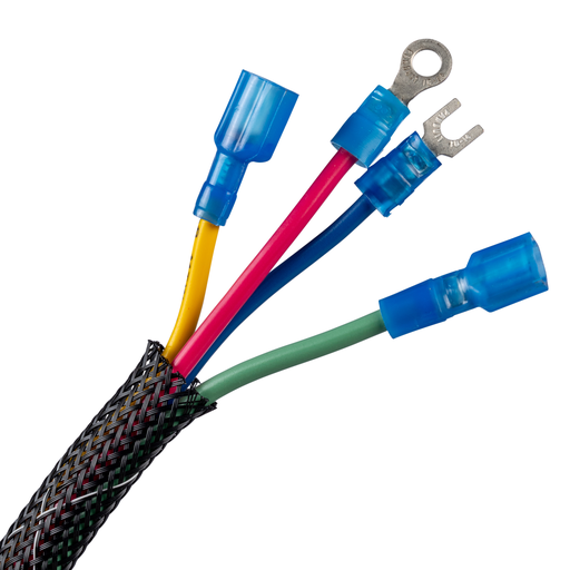 Product image for Panduit SE38PFR-TR0 Braided Sleeving, Black, FR (PET), 0.38" Nom Diameter, 200', PK1