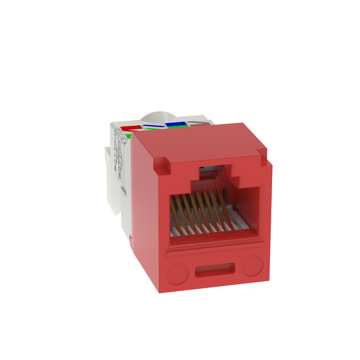 Product image for Panduit CJ688TPRD UTP RJ45 Cat 6 TP-Style Jack Module, Red