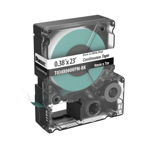 Mayer-DDS-PXE™ T038X000VPM-BK MP Printer Cont. Tape, Safety & ID, Vinyl, Blk/White, .38" W-1