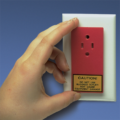 Product image for Panduit PSL-ERB Receptacle Blockout Device, Blocks Standard 120V Receptacle, Red