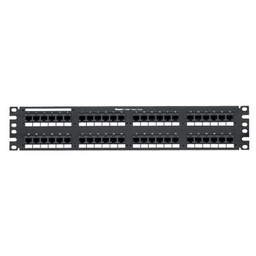 Cat 6 Punchdown Patch Panel, 48 Ports, 2 RU, Black