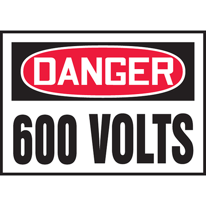 3.50" x 5.00" DANGER 600 VOLTS 5/PK