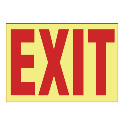 Panduit PPS0710G001 Adhesive Sign, Photo Luminescent, 'EXIT', 10"x7", 1 sgn/cd, 1 cd/pk, RD/WH Product image for Panduit PPS0710G001 Adhesive Sign, Photo Luminescent, 'EXIT', 10"x7", 1 sgn/cd, 1 cd/pk, RD/WH