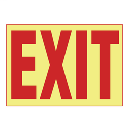 Panduit PPS0710G001 Adhesive Sign, Photo Luminescent, 'EXIT', 10"x7", 1 sgn/cd, 1 cd/pk, RD/WH