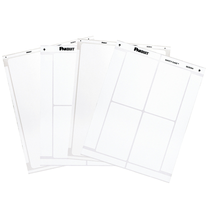Product image for Panduit SEZ0405L Adhesive Sign, Laser Printable, 4.00" x 5.00", Black (No Header), White.