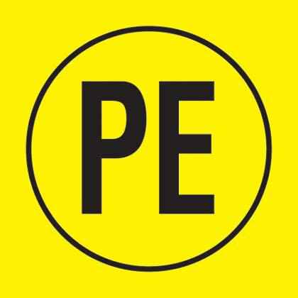 Product image for Panduit PESC-J-PE Electrical Symbol, Vinyl Cloth, 'Protective Conductor', .75"x.75", 36/cd, 10 cds/pk, Black/YL