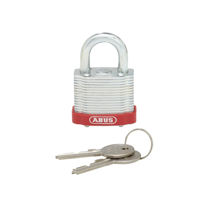 Product image for Panduit PSL-6 Laminated Steel Body Padlock, Red Bumper
