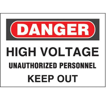 Product image for Panduit PRS1420D75 Non-Adh Rigid Sign, Polyethylene, 'Danger High Voltage ...', 20"Wx14"H, RB/WH