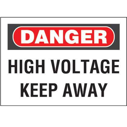 Panduit PRS1014D79 Non-Adh Rigid Sign,Polyethylene,'Danger High Voltage Keep Away', 14"Wx10"H,RB/WH Product image for Panduit PRS1014D79 Non-Adh Rigid Sign,Polyethylene,'Danger High Voltage Keep Away', 14"Wx10"H,RB/WH