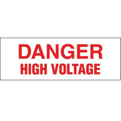 Product image for Panduit PPS0514B363 Adhesive Sign,Polyester, 'Danger High Voltage', 5"x14",1 sgn/cd, 5 cds/pk, RD/WH