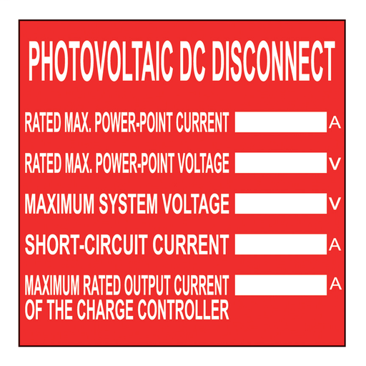Product image for Panduit C400X400SP1-DD Solar Label, 4.00" x 4.00", DC Disconnect and Combiner.