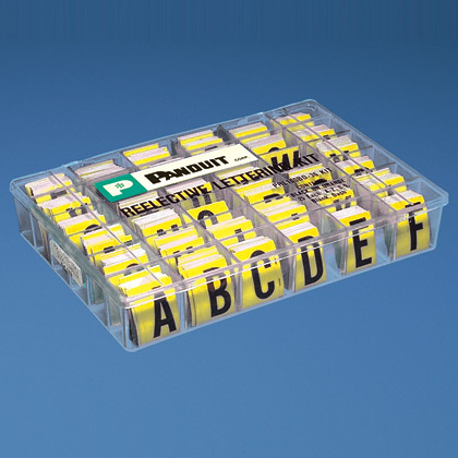 Panduit PRL100BY-36KIT Reflective Number, Vinyl, Various numbers/letters, 1"H,1 kit, 950 mkr/kit, Black/YL Product image for Panduit PRL100BY-36KIT Reflective Number, Vinyl, Various numbers/letters, 1"H,1 kit, 950 mkr/kit, Black/YL
