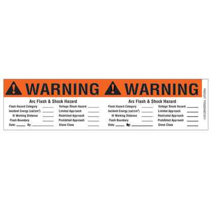 Panduit PVS0204W2103Y Vinyl Adhesive Sign, 4.50"W x 2.25"H, 'WARNING POTENTIAL ARC', 1/Cd, 5 Cds/Pk, Black and Orange/White Product image for Panduit PVS0204W2103Y Vinyl Adhesive Sign, 4.50"W x 2.25"H, 'WARNING POTENTIAL ARC', 1/Cd, 5 Cds/Pk, Black and Orange/White