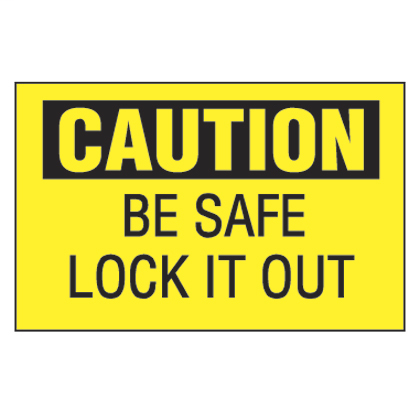 Product image for Panduit PVS0710C180Y Yellow Adhesive Sign, 10"x7"H, 'Caution Be Safe ..', 1/card, 1 card/pk, Black/Yellow