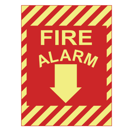 Product image for Panduit PPS1209G011 Adhesive Sign,PhotoLuminescent,'Fire Alarm symb',12"x9",1 sgn/cd, 1 cd/pk, RD/WH
