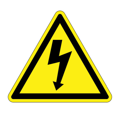 Product image for Panduit PESW-E-1Y ISO Label, Vinyl,'Electrical Shock symbol', 7.9"triangle,1/cd,10 cds/pk,BL/YL