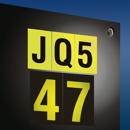 Product image for Panduit PRL250YB-6 Reflective Number, Vinyl, '6', 2.50"H, 1 mkr, 25 mkr/pk, Yellow/BL