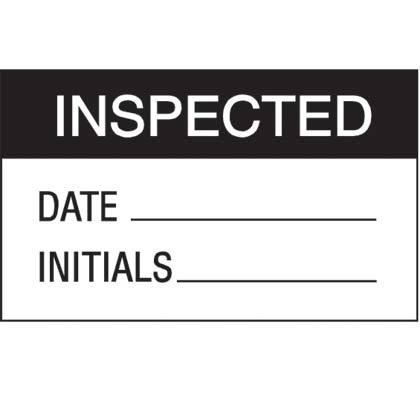 Product image for Panduit PLD-28 Label Dispenser, Polyester,'Inspected', 1.5" x 1", 200 pc/disp, Black/WH