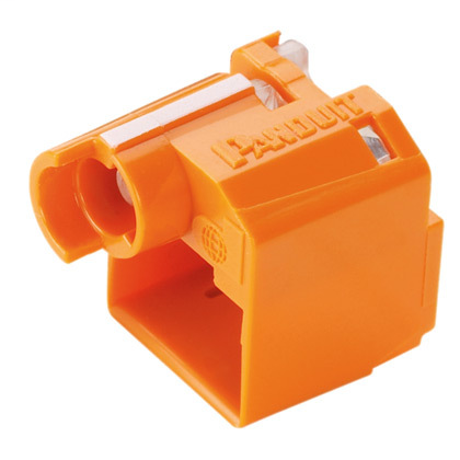 Product image for Panduit PSL-DCPLRX-OR-C Recessed Lock-in Device, 100 Devices (Orange) and 5 Tools (Black)