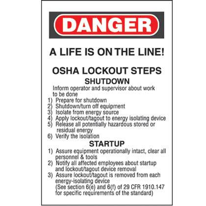 Product image for Panduit PSL-STEPS Lockout/Tagout Steps/Calendar Wallet Card, 2.13"x3.38", RB/WH, 25 pc/pk
