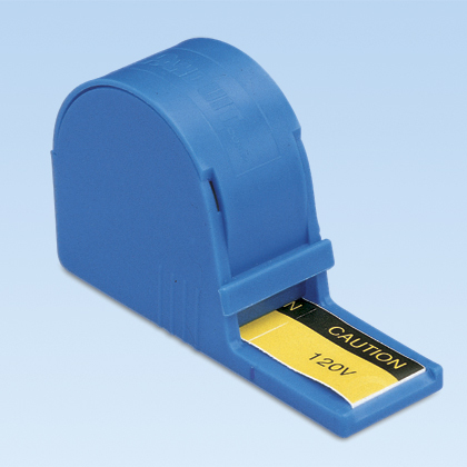 Product image for Panduit PLD-45 Label Dispenser,Polyester,'Caution 230V',1.5"x1",200 pc/disp,BL/YL