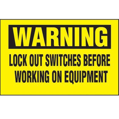 Panduit PVS0204W172Y Vinyl Adhesive Sign, 2.25"x4.50", 'Warning Lock Out ', 2/card, 5 cards/pk, Black/Yellow Product image for Panduit PVS0204W172Y Vinyl Adhesive Sign, 2.25"x4.50", 'Warning Lock Out ', 2/card, 5 cards/pk, Black/Yellow