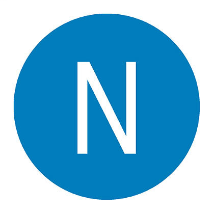 Product image for Panduit PESS-A-N Card Label, Polyester, 'N', 0.49" dia., 20/card, 10 cards/pk, WH/BU