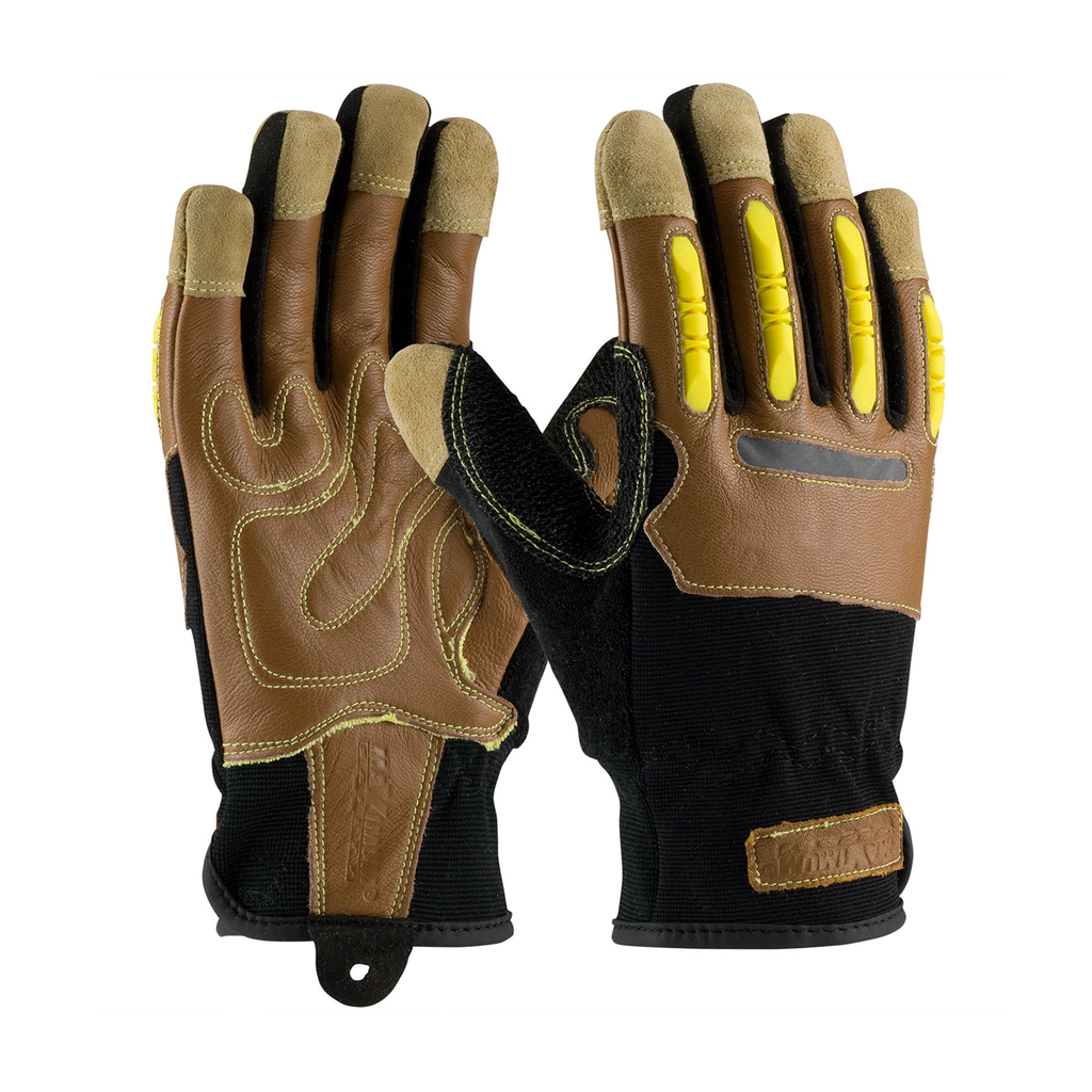 PIP 120-4100/M Medium Brown/Black Goatskin Leather Grip Reinforced Back Slip-On Cuff Journeyman Gloves PIP 120-4100/M Medium Brown/Black Goatskin Leather Grip Reinforced Back Slip-On Cuff Journeyman Gloves