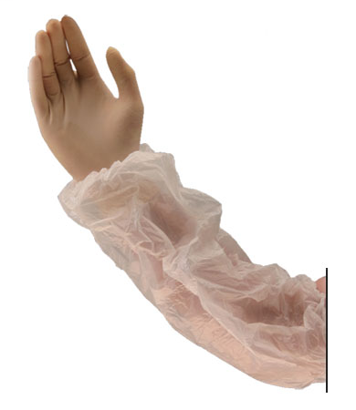 Product image for PIP 200-91018 SINGLE USE SLEEVE, EMBOSSED CLEAR POLYETHYLENE, WHITE, 18-INCH LENGTH LIKELY SUBJECT TO TAX