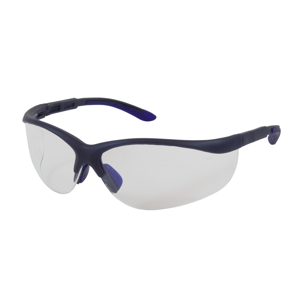 PIP 250-21-0120 Blue Frame Clear Lens Anti-Scratch/Anti-Fog Coated Narrow Safety Glasses PIP 250-21-0120 Blue Frame Clear Lens Anti-Scratch/Anti-Fog Coated Narrow Safety Glasses