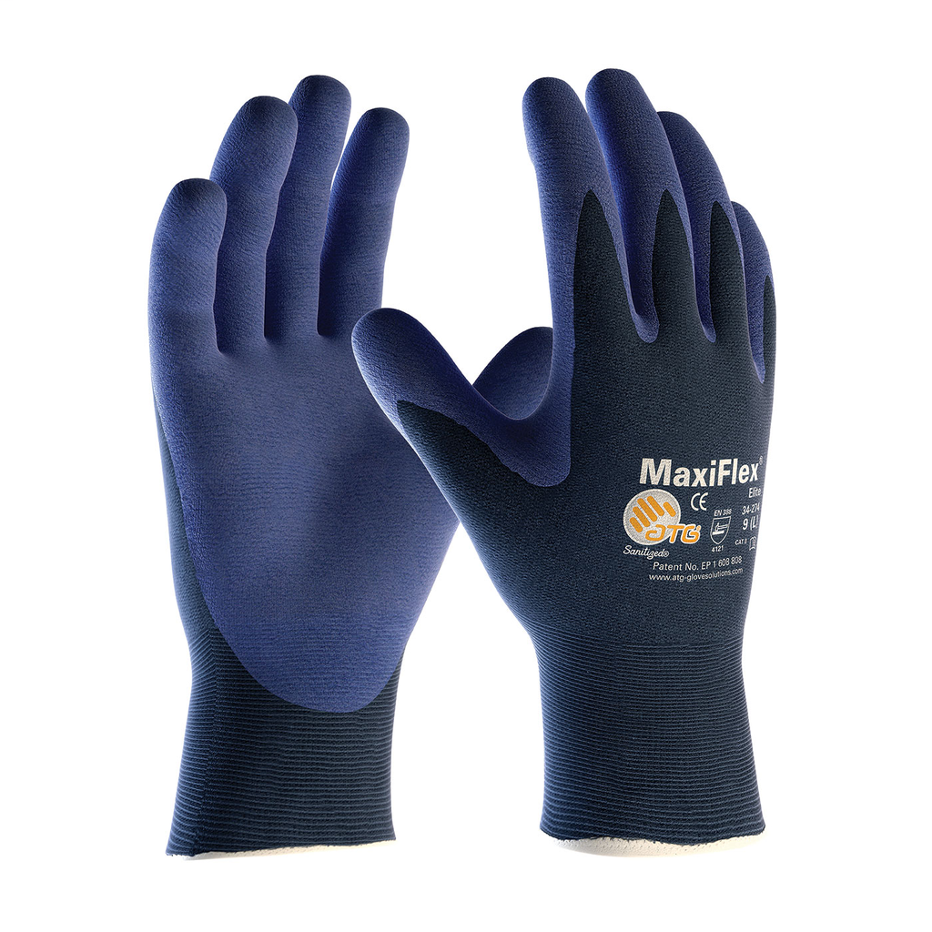 PIP 34-274/L Large Blue Nitrile Micro Foam Palm and Fingertip Coated Knit Protective Gloves PIP 34-274/L Large Blue Nitrile Micro Foam Palm and Fingertip Coated Knit Protective Gloves