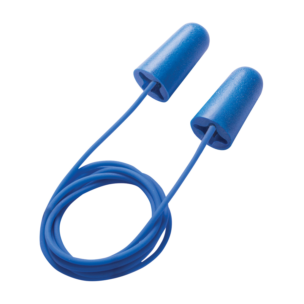 Product image for PIP 267-HPF200D METAL DETECTABLE X-EMBOSS CORDED 32 DB NRR BLUE PU FOAM 100/BOX