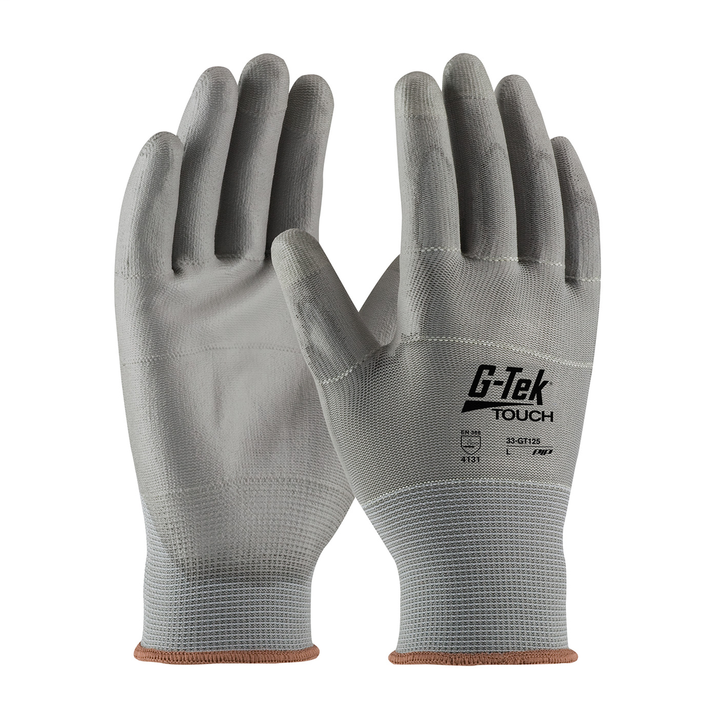PIP 33-GT125/L Large Gray Polyurethane Palm and Fingertip Coated Knit Protective Gloves PIP 33-GT125/L Large Gray Polyurethane Palm and Fingertip Coated Knit Protective Gloves