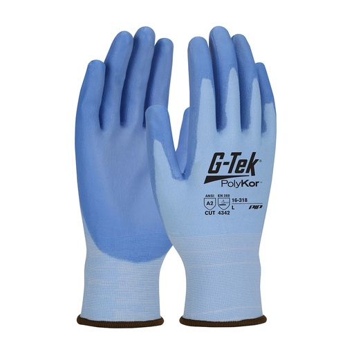 Mayer-DDS-Seamless Knit PolyKor® Blended Glove with Polyurethane Coated Smooth Grip on Palm & Fingers, L, Blue-1