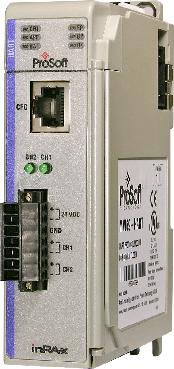 Product image for PROSOFT MVI69-HART HART MULTI-DROP COMMUNICATION MODULE - 2 CHANNEL; NON CE