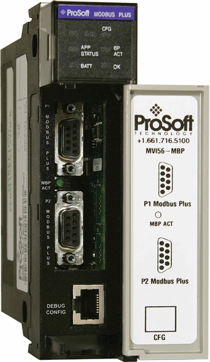 Product image for PROSOFT MVI56-MBP MODBUS PLUS DUAL PORT COMMUNICATION MODULE