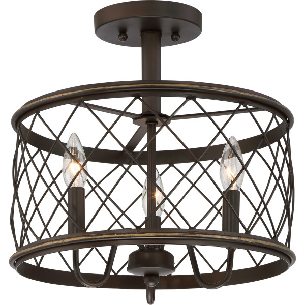 Product image for Dury 3 Light Semi-Flush Mount - Palladian Bronze