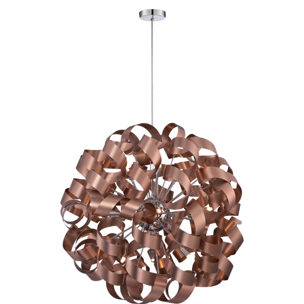 Product image for Ribbons 12 Light Foyer Pendant - Satin Copper