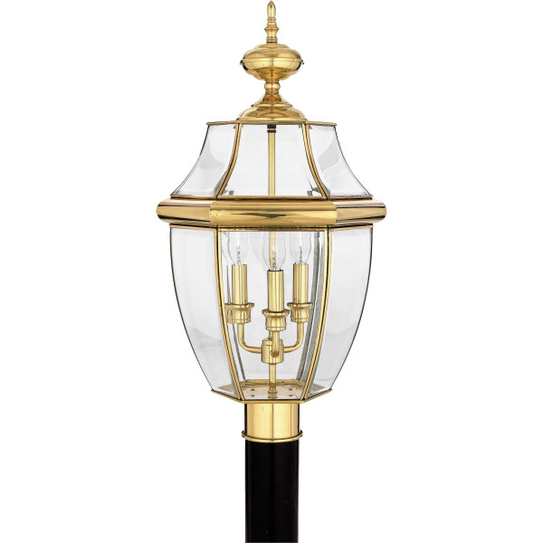 Product image for Newbury 3 Light Large Post Lantern - Polished Brass