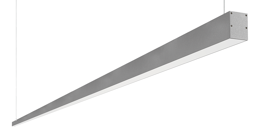 Linear Slot Pendant 12Ft 60W LED Dim 42Deg Refl 3500K Silver