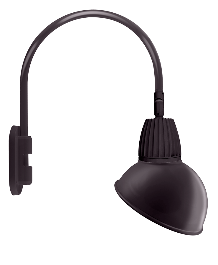 Gooseneck Wall 20" High, 19" From Wall 13W Warm LED 15" Angled Dome Shade Spot Reflectorector Bronze